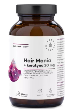Aura Herbals Hair Mania + keratyna 20 mg 120 kaps.