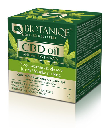 Biotaniqe, CBD Oil, przeciwzmarszczkowy krem-maska na noc 50ml