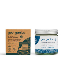 Georganics, Naturalna pasta do zębów w słoiku, z fluorem, do codziennej pielęgnacji, smak mięty pieprzowej, 60 ml