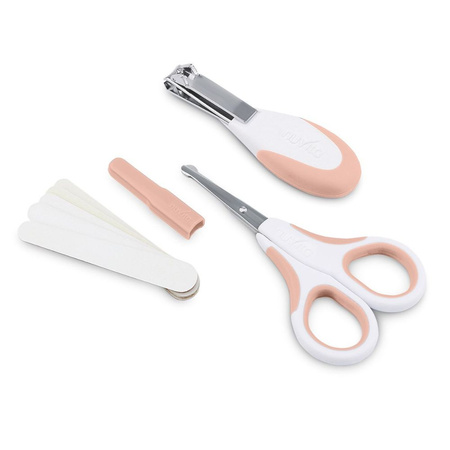 Nuvita, Zestaw kosmetyczny do paznokci: nożyczki, cążki i 5 pilniczków, English Rose