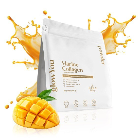Коллаген Paka Natury glowYou 5000 мг, морской, с биотином и гиалуроновой кислотой, вкус манго, порошок