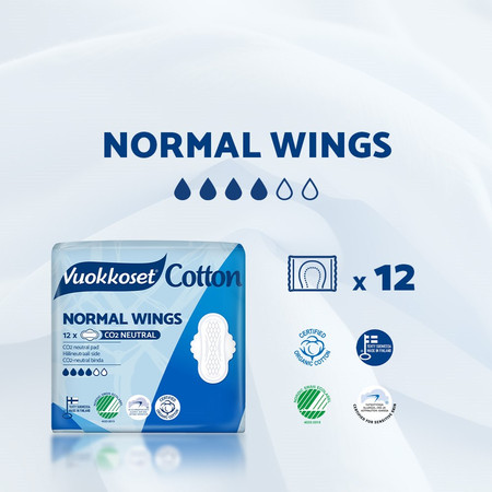Vuokkoset, Cotton Normal Wings, Podpaski ze skrzydełkami, 12 szt.