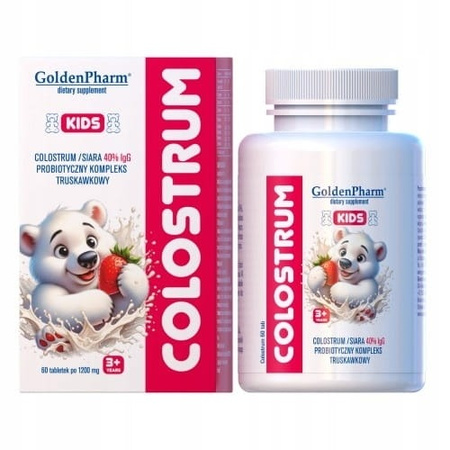 GoldenPharm Colostrum Kids 60 tabl. smak truskawka