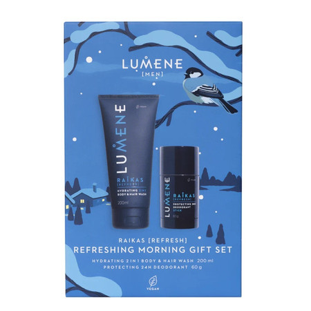 Men Raikas Refreshing Morning zestaw Hydrating 2in1 Body & Hair Wash żel pod prysznic 200ml + Protecting 24H Deodorant Stick dezodorant w sztyfcie 60g