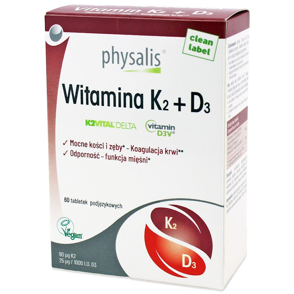 Витамины K2 и D3 Physalis, сублингвальные, вкус малина, 60 таблеток