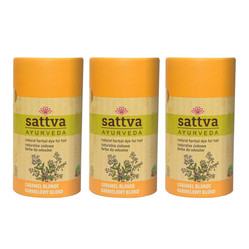 Zestaw: 3x Sattva - Henna Naturalna ziołowa farba do włosów Karmelowy Blond 150g
