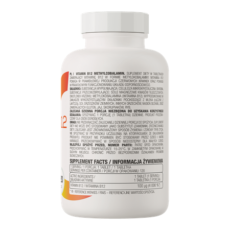 OstroVit Witamina B12 Metylokobalamina 100 µg - 120 tabl.