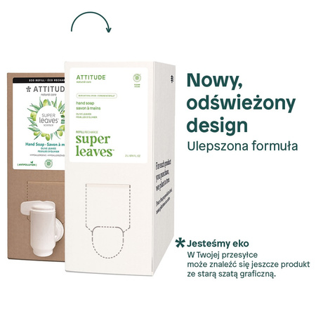 Attitude SUPER LEAVES™, Mydła do rąk w płynie o zapachu liści oliwnych, REFILL, 2 L