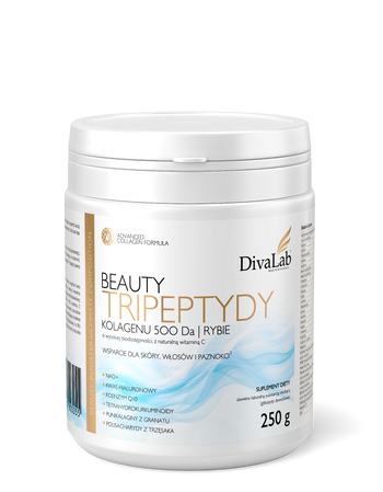 DivaLab Beauty Tripeptydy kolagenu hydrolizowane tripeptydy kolagenu rybiego 500 Da + NAD + Koeanzym Q10 250 g