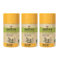 Zestaw: 3x Sattva - Henna Naturalna ziołowa farba do włosów Jasny Blond 150g