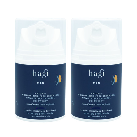 Zestaw: 2x Hagi Men- Naturalny nawilżający krem-żel do twarzy Ahoj Kapitanie50ml