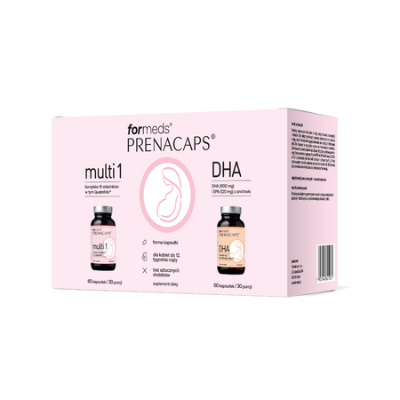 ForMeds Prenacaps multi 1 + DHA zestaw dla kobiet do 12 tygodnia ciąży 60 kaps. + 60 kaps.