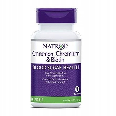 Natrol Cynamon, Chrom, Biotyna 60 tabl.