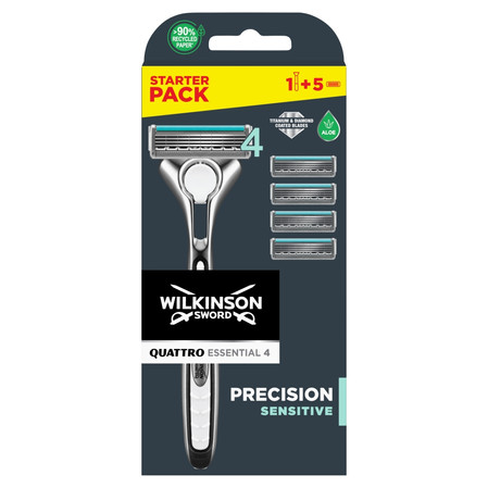 Quattro Titanium Sensitive maszynka do golenia z wymiennymi ostrzami 1szt + wkłady 4szt
