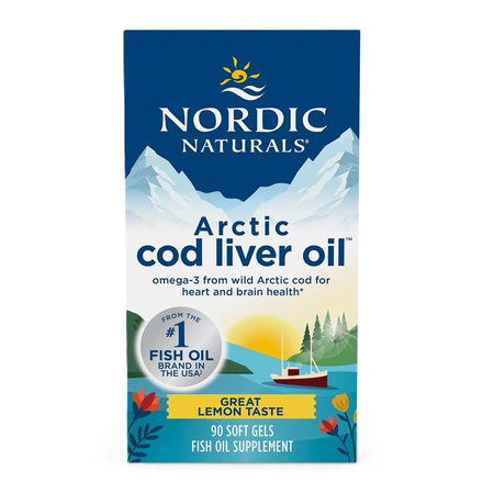 Nordic Naturals Arctic Cod Liver Oil 90 kaps. smak cytryna