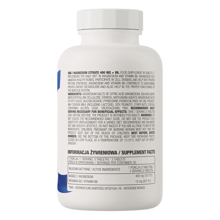 OstroVit Cytrynian Magnezu 400 mg + B6 90 tabl.