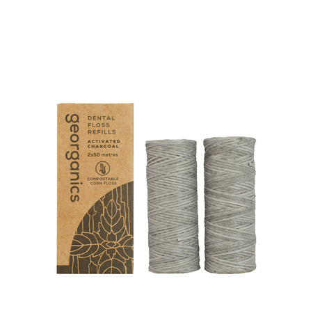 Georganics, Naturalna Nić Dentystyczna z Węglem, 50m x 2, REFILL