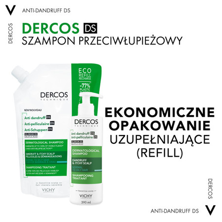 Vichy Dercos szampon przeciwłupieżowy włosy normalne i przetłuszczające się 500 ml (REFILL)