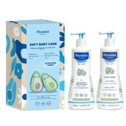 Mustela ZESTAW SOFT BABY CARE - DELIKATNA PIELĘGNACJA (Delikatny żel do mycia 500ml + Hydra Bebe mleczko do ciała 500ml)