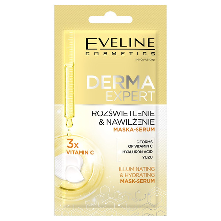Derma Expert rozświetlająco-nawilżająca kremowa maseczka-serum do twarzy 8ml