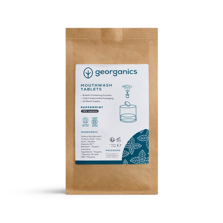 Georganics, Naturalne tabletki do płukania jamy ustnej, do codziennej pielęgnacji, smak mięty pieprzowej, 720 tabletek