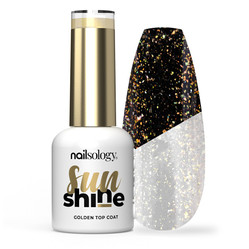 Nailsology Sun Shine brokatowy top hybrydowy Złoty 8ml