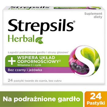 Strepsils Herbal bez czany, jeżówka 24 pastylki