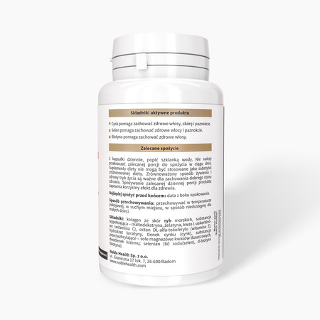 Noble Health Kolagen rybi NatiCol® + keratyną kompleksowa formuła dla włosów, skóry i paznokci 60 kaps.