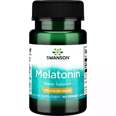 Swanson Melatonina 500mcg 60 kaps.