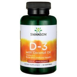 Swanson Witamina D3 2000 IU Z Olejem Kokosowym 60