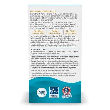 Nordic Naturals Ultimate Omega 2X 2150 mg kwasy tłuszczowe EPA i DHA 180 kaps. smak Lemon