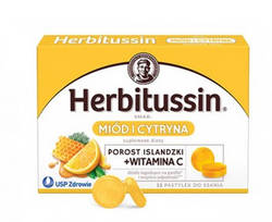 Herbitussin Miód i Cytryna 12 pastyl.