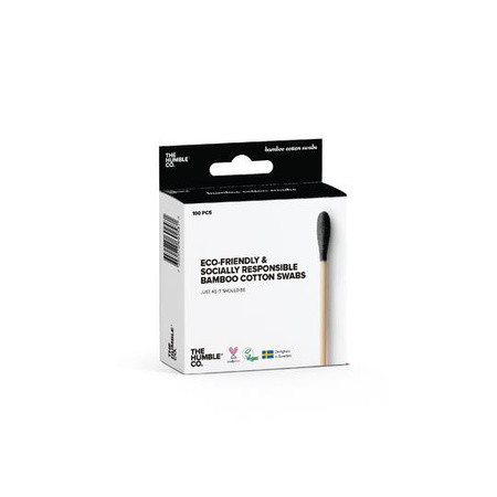 Humble brush, Ekologiczne patyczki do uszu bambus i naturalna bawełna, BLACK, czarne, 100szt