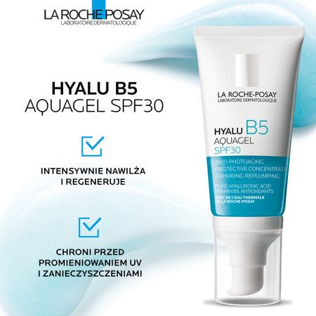 La Roche-Posay − Hyalu B5 Aquagel SPF30, koncentrat przeciwstarzeniowy do wszystkich rodzajów skóry − 50 ml