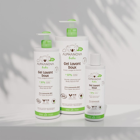 Alphanova Bebe Bio, Delikatny żel myjący dla niemowląt 2 w 1, 400ml