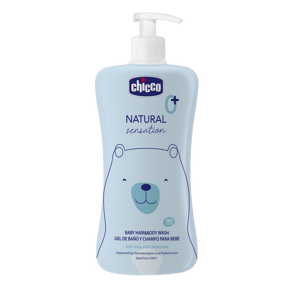Средство для мытья тела и волос Chicco Natural Sensation, с алоэ и ромашкой, с рождения, 500 мл