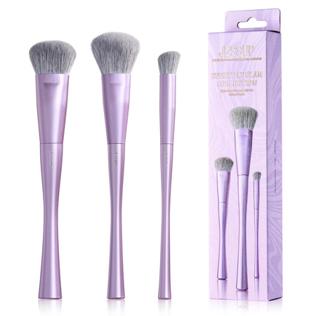 Luxury Purple Face Coverage Trio Makeup Brush zestaw pędzli do makijażu T513 3szt.