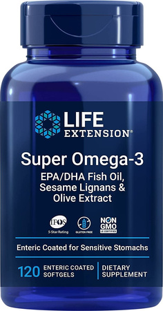 Super Omega-3 EPA/DHA z Lignanami Sezamowymi i Ekstraktem z Oliwek (120 kaps.)