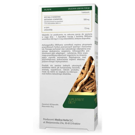 Zestaw 2x Medica Herbs Ashwagandha 60 kaps.