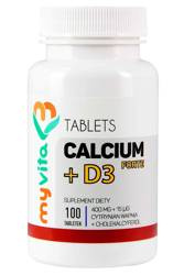 MyVita Calcium +  D3 Forte 100tabl. - Cytrynian wapnia 400mg + D3 15mcg