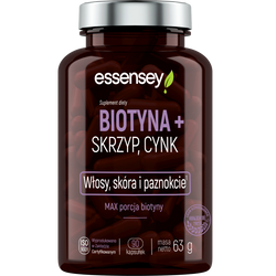 Essensey Biotyna + skrzyp + cynk na skórę, włosy 90 kaps.