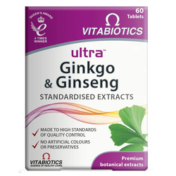 Vitabiotics Ultra Ginkgo & Ginseng suplement diety z miłorzębem japońskim i żeń-szeniem 60 tabl.
