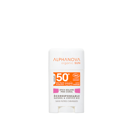 Alphanova Sun Bio, Krem z filtrem w sztyfcie, SPF50+, Pink Coral, 12 g