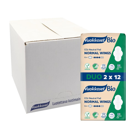 Vuokkoset, BIO, NORMAL WINGS, Podpaski ze skrzydełkami, DUOPACK (2 x 12 szt.)
