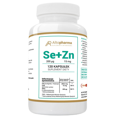 Altopharma Selen 200 µg + Cynk 15 mg+ Prebiotyk Vege 120 kaps.