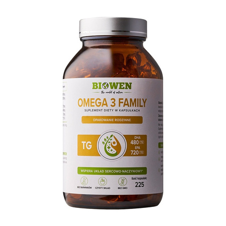Biowen Omega 3 Family TG 720 mg EPA 480 mg DHA 225 kaps.