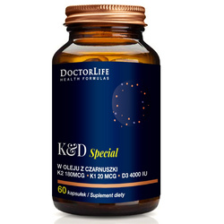 K2 & D3 organiczny olej kokosowy 130ug K2 mk-7 & 2000iu D3 - 60 kaps.