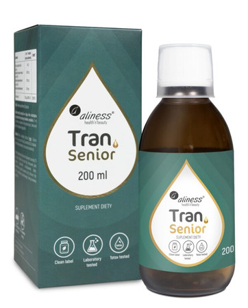 Aliness Tran (olej z dorsza) SENIOR + D3 4000 IU, 200 ml