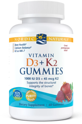 Nordic Naturals Vitamin D3 + K2 Gummies 60 żelek smak granat