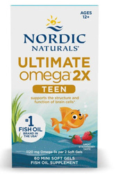 Nordic Naturals Ultimate Omega 2X Fish Oil TEEN  Omega 2x dla dzieci 60 mini kaps. smak truskawka